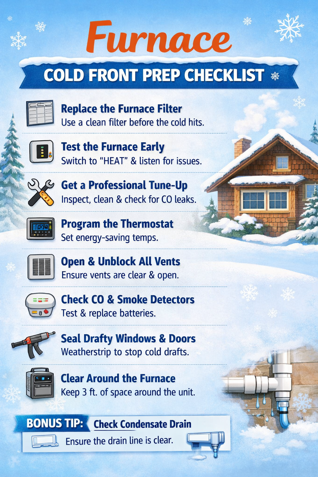 Furnace Cold front prep checklist