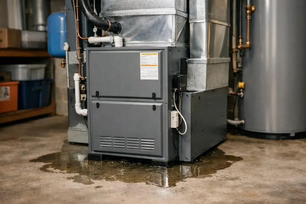 Emergency AC Repair Colorado Springs, AC leaking water in home with visible indoor unit water damage