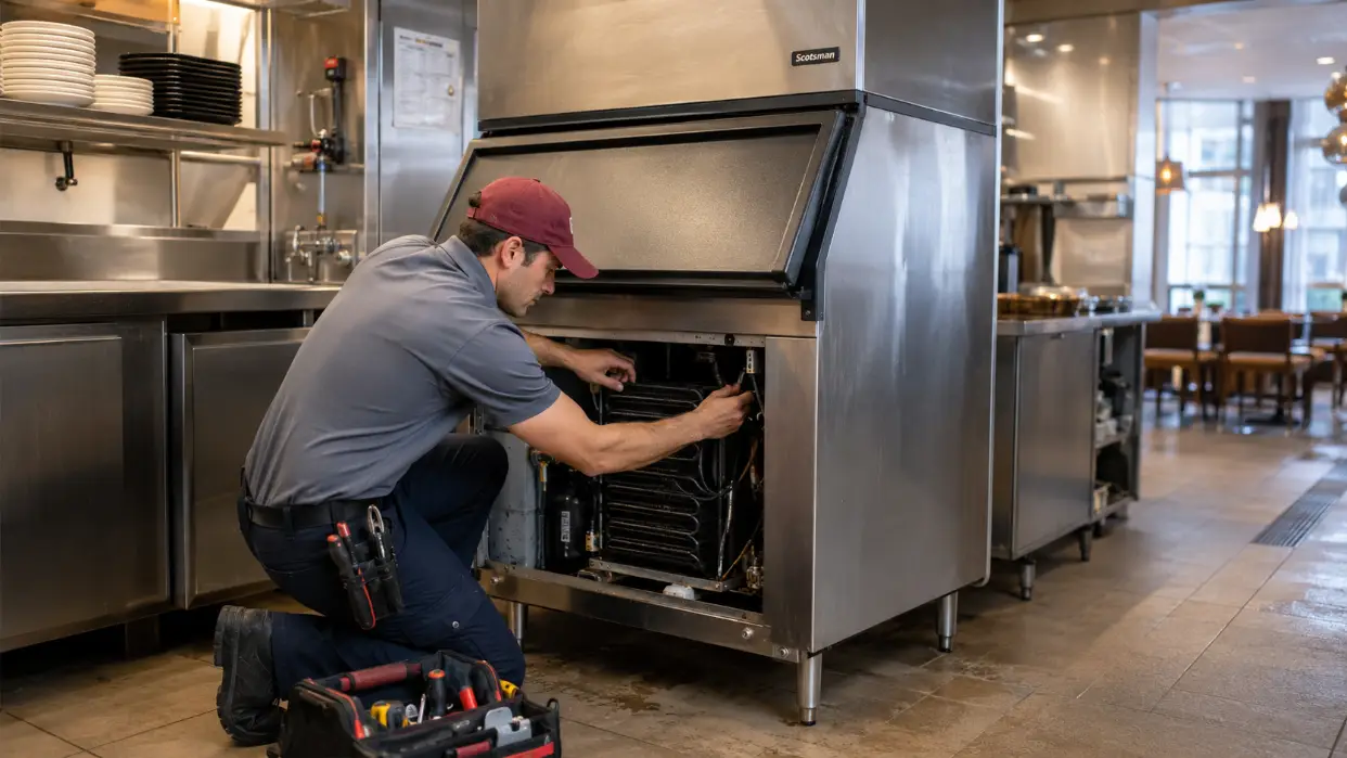 Commercial ice machine repair and maintenance performed by ATMS technicians